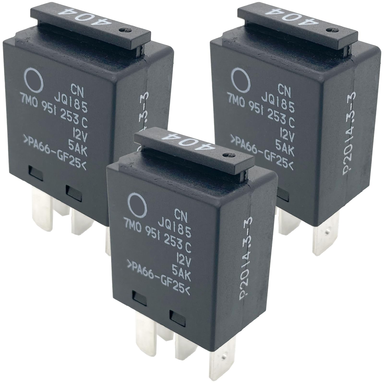 3-Pack 404 Relay 7M0951253C – 30A 12VDC 5-Pin SPDT Automotive Relay – Compatible with VW Golf, Audi A4, Porsche Cayenne – Fixes Fuel Pump & P0230/