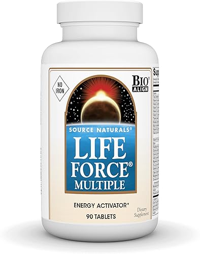 Source Naturals Life Force Múltiples Sin Hierro Activador de Energía Completo Bio-Alineado Vitamina Diaria - 90 Tabletas