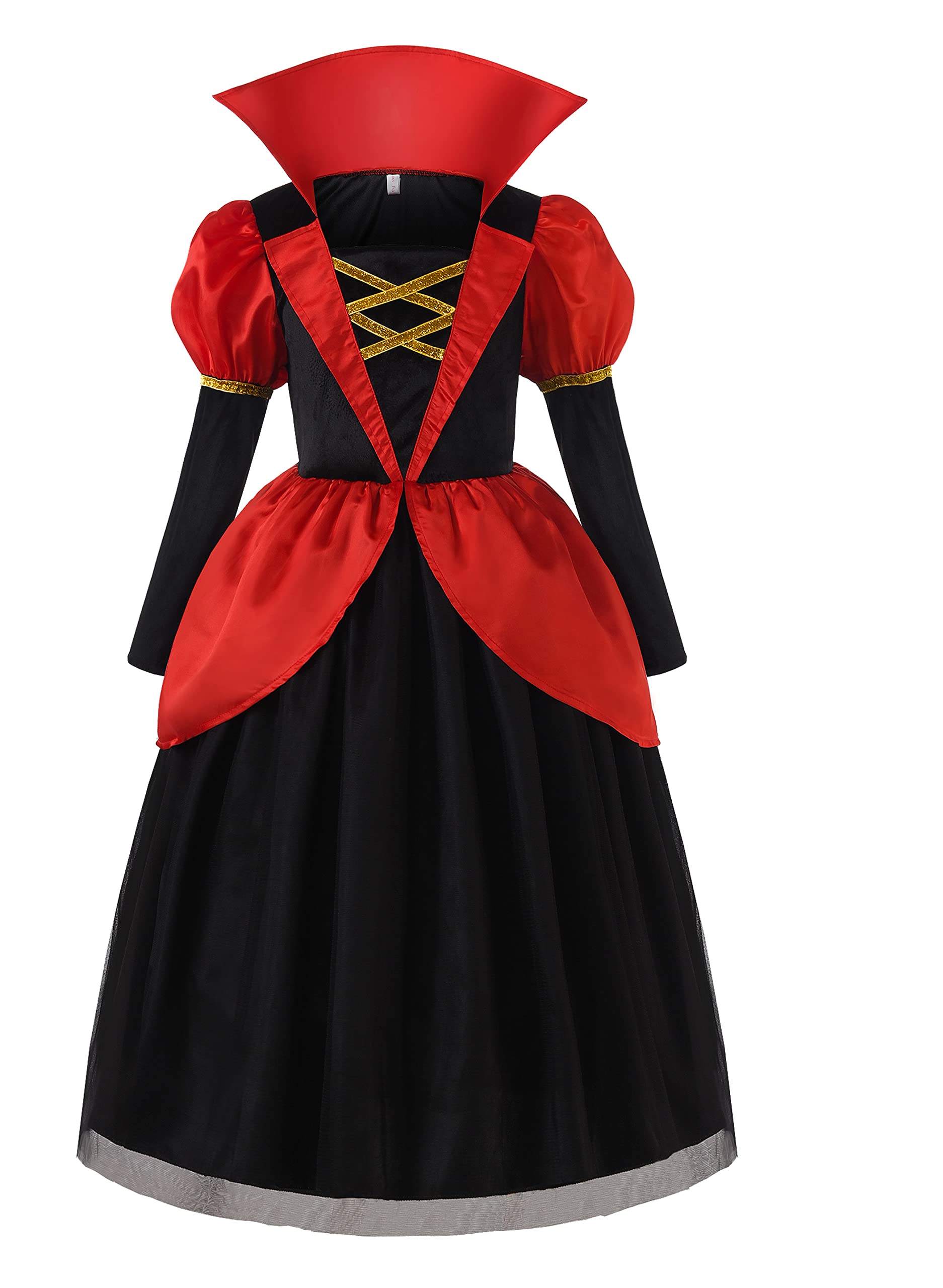 ReliBeautyMediaeval Deluxe Vampire Costume for Girls Halloween Dress with Necklace