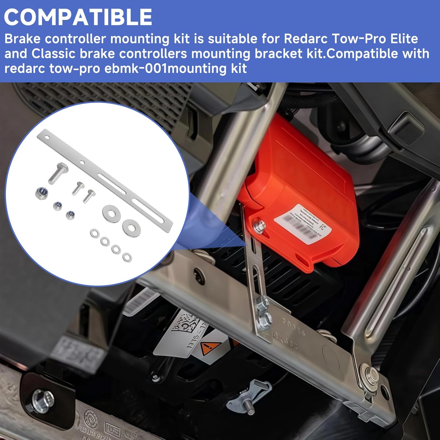 Trailer Brake Controller Mounting Bracket Kit Compatible with Redarc Tow-Pro Elite & Classic Trailer Brake Controller Mounting Kit ebmk-001, Includes Bracket, Screws, Washers,Nuts Accessory