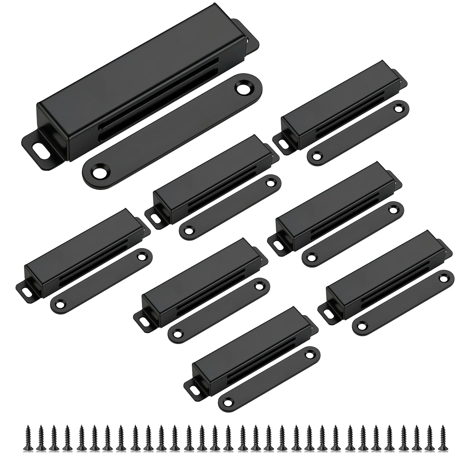 Magnetic Door Catch - 40kg Heavy Duty Strong Magnetic Catch, 8 Pack Stainless Steel Door Magnet for Wardrobes Kitchen Cupboards, Black