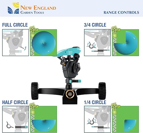 Miniatura 3 de Aspersor de césped pulsante 300011, aspersor de impacto con alcance de 70 pies, engranaje de rango de 360 y mecanismo pulsante, riego de césped y