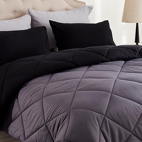 Miniatura 3 de Carasylvia Juego de edredón ligero y sólido de 3 piezas edredón y 2 fundas de almohada para todas las estaciones juego de edredón alternativo para