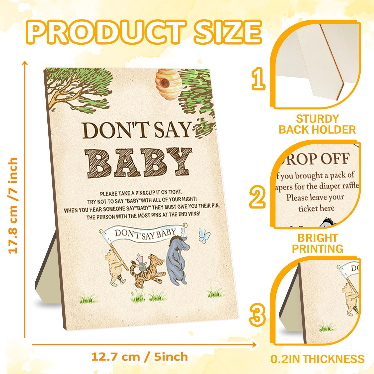 Winnie Baby Shower Decorations-Baby Shower Games-Baby Shwoer Party Decor-Baby Shower Table Sign Centerpieces-Dont Say Baby Shower Games Pooh Birthday Supplies Party Decorations