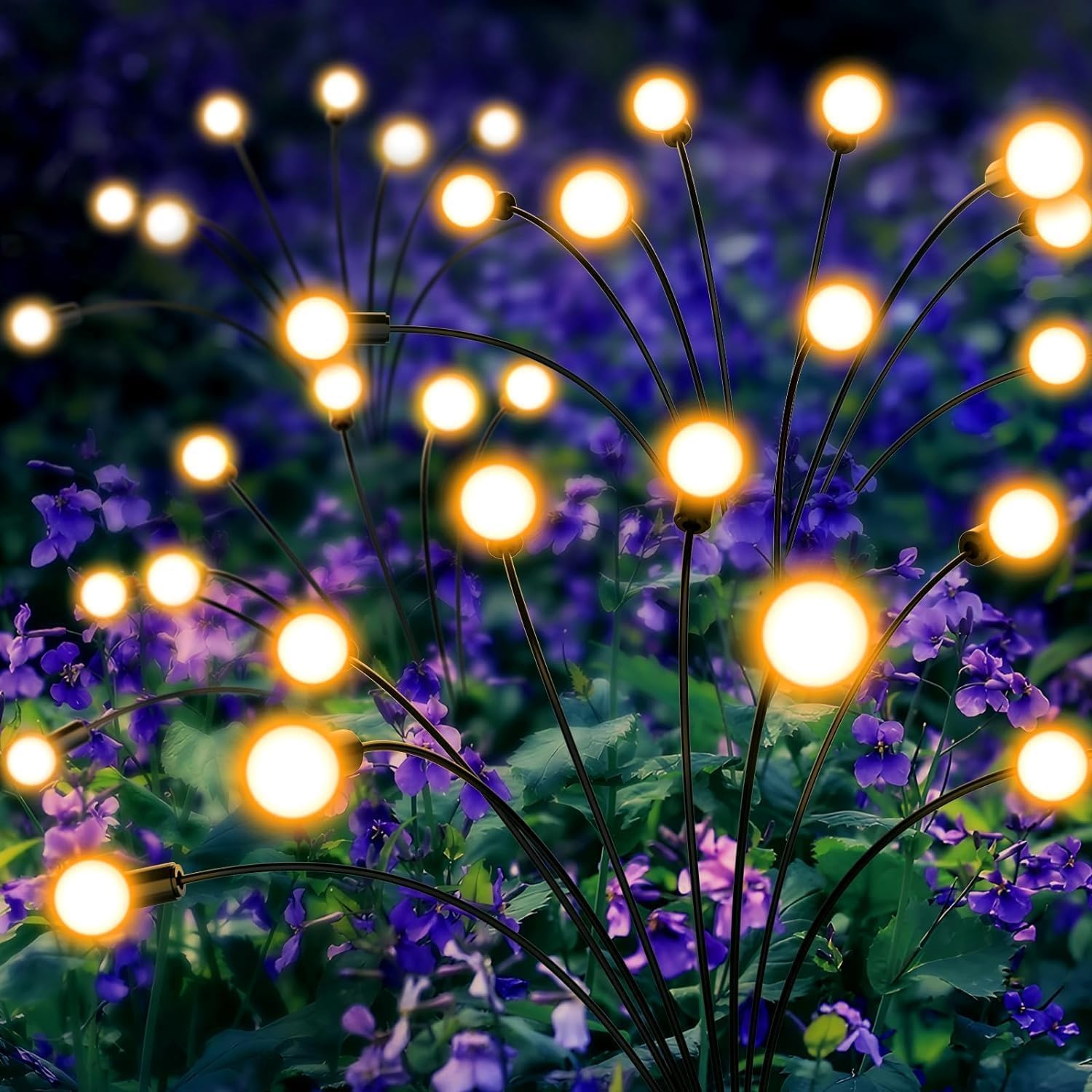 URAGO Super Bright Solar Powered Firefly Lights, High Flexibility Starburst Swaying Vibrant Garden Lights Outdoor Waterproof, 8 LED Landscape Lighting Decorative for Pathway Patio Yard, 4 PACK