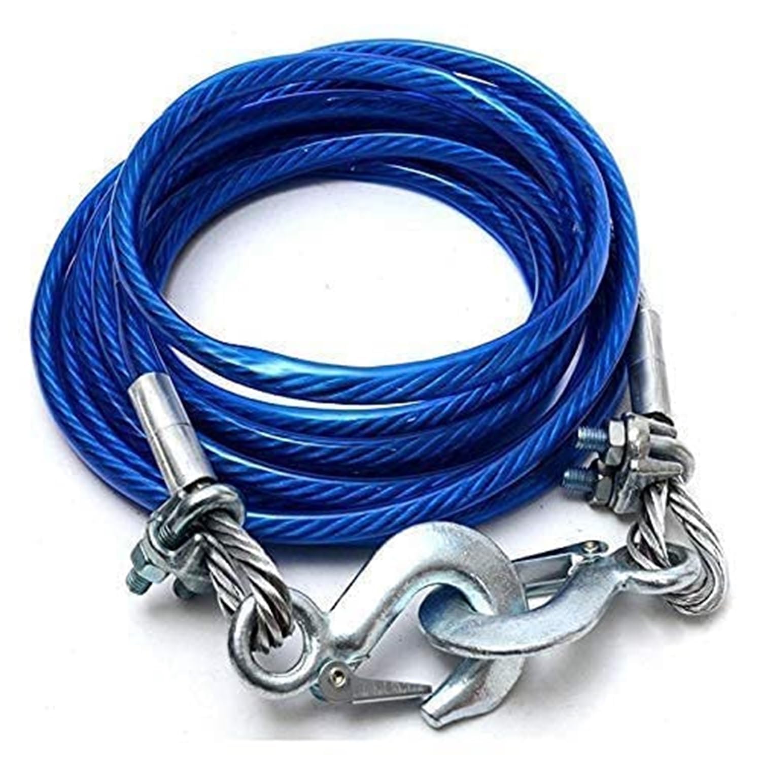 FOLX FOX004 Universal 4 Meter Stainless Steel Wire Car Towing Cable/Towing Rope for All Cars/Vehicals with Both Side Hooks, Tow Capacity (3 TON)