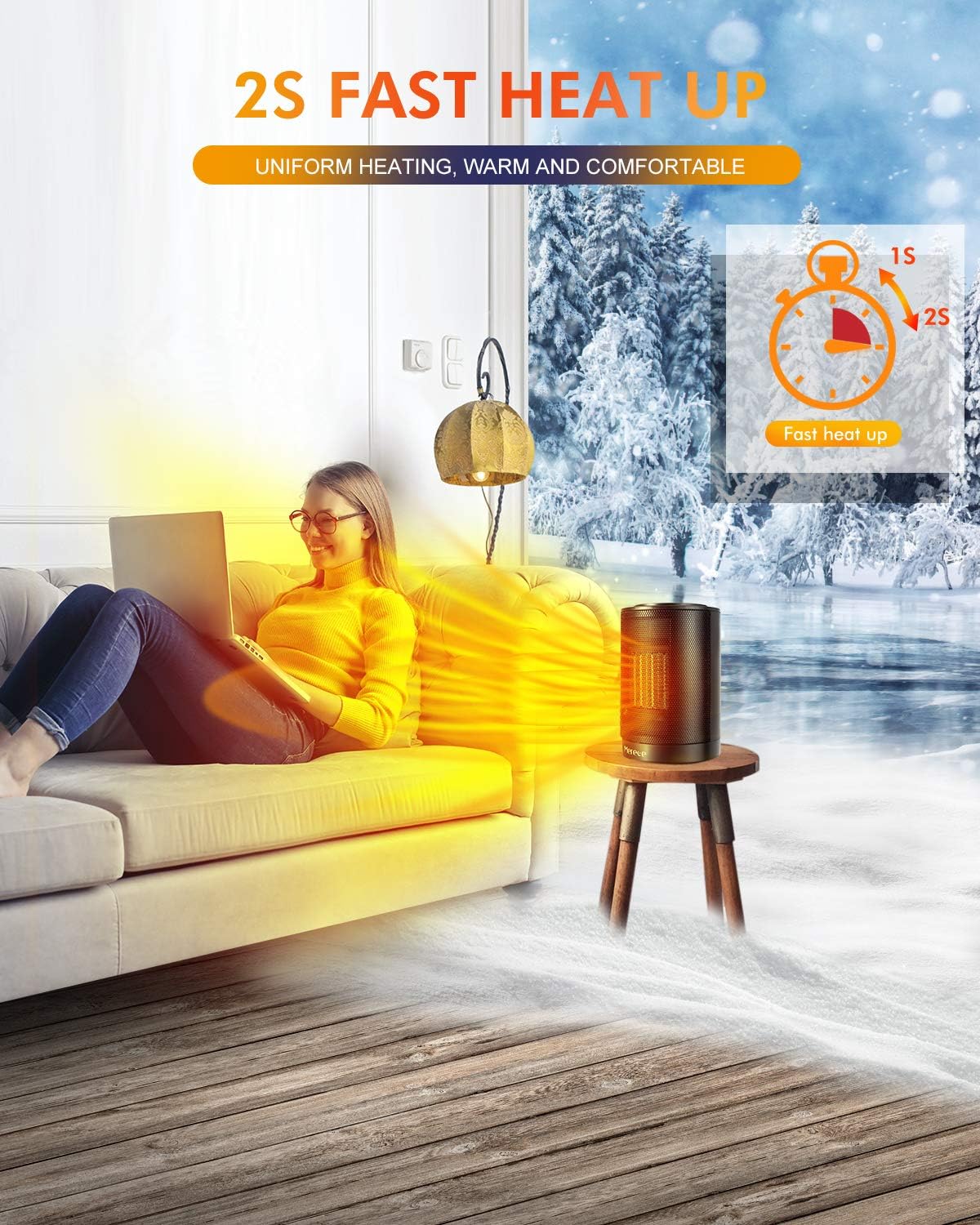Merece Electric Oscillating Space Heater 1500W (black)