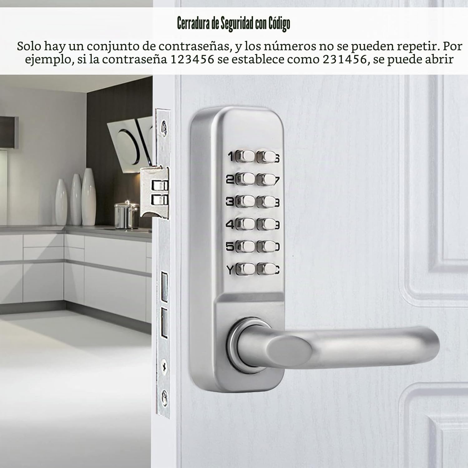 Cerradura de puerta sin llave impermeable con código mecánico de 1-11 dígitos, combinación de código contraseña para puertas de 30-60 mm de grosor, con mango y pestillo, aleación de zinc