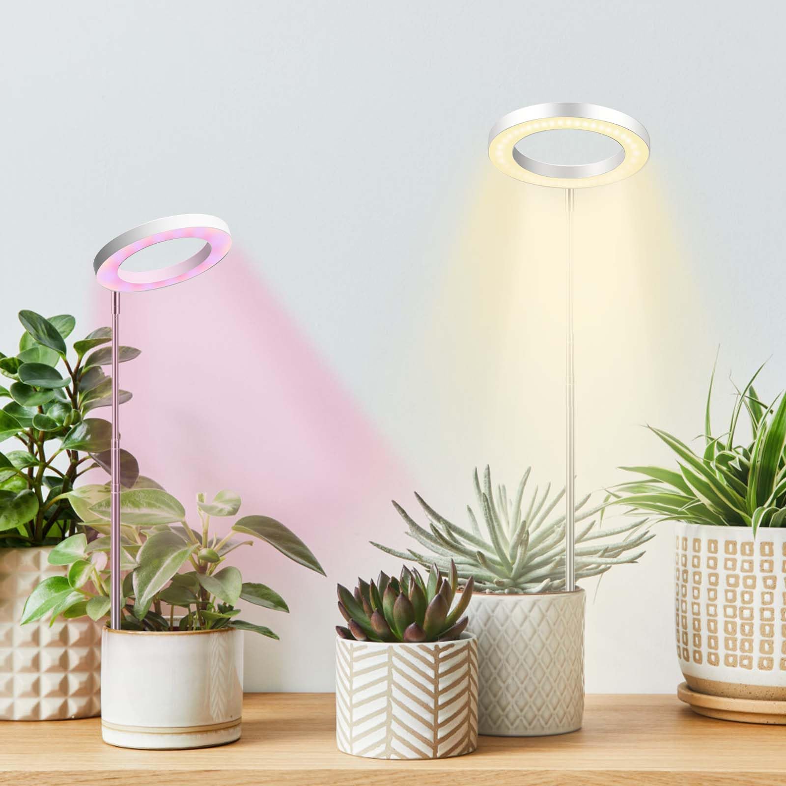 Royouzi Lampa do Roślin - 72 Diody LED z Pełnym Spektrum Światła, 3 Tryby Oświetlenia, Timer Samochodowy, 9 Poziomów Jasności, Adapter USB