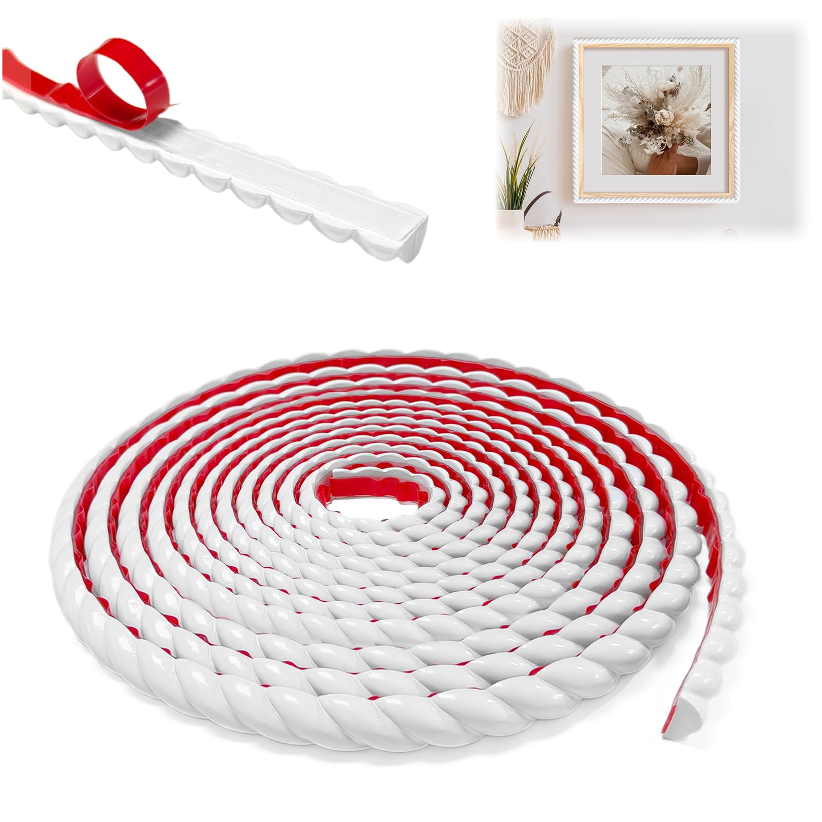 Moulure murale autocollante PVC flexible blanc pour baguette déco et bordure meuble