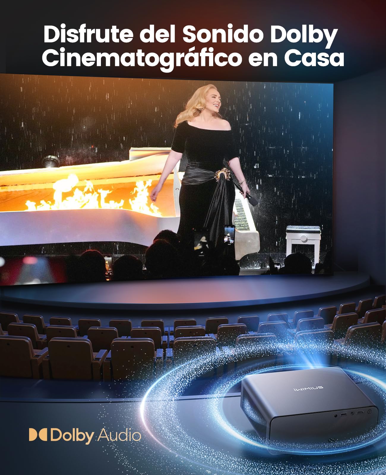 Proyector 4K【Netflix Incluido/Dolby】 35000 Lúmenes Smart Proyector 4K Auto Focus/Keystone WiFi Bluetooth FHD 1080P,HDR10, Apps Oficiales Proyectors Portátil WiFi6 Cine en Casa/Exterior/Regalo HDMIARC