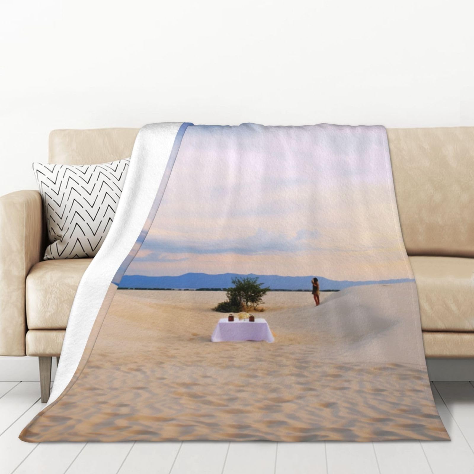 Couverture flanelle 127x178cm avec motif romantique, le cadeau idéal pour le salon