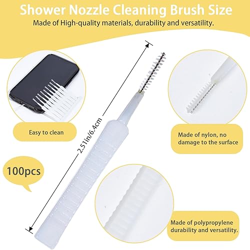 Miniatura 2 de GORGECRAFT Cepillo de limpieza de cabezal de ducha, 100 piezas, herramienta limpiadora de boquillas de ducha, limpiador multifuncional