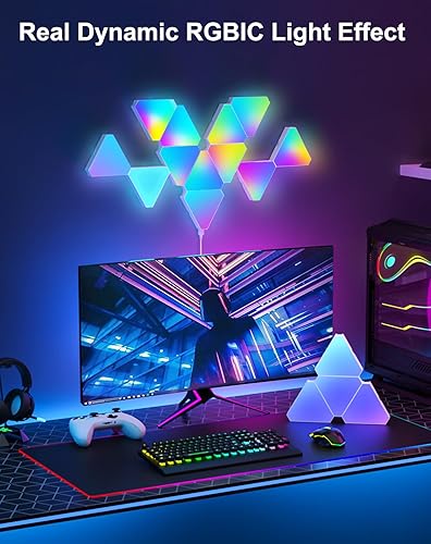 Miniatura 2 de Luces LED triangulares para configuración de juegos, luces de pared triangulares RGB para dormitorio, paneles de luz inteligentes para el hogar