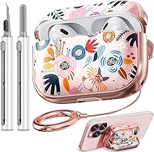 Inesore Airpods Pro 2nd Generation Lockable Hard Case, Cute Floral AirPod Pro 2 Case, iPod Pro Hard Case for Women and Girls, with Case Cleaning Kit