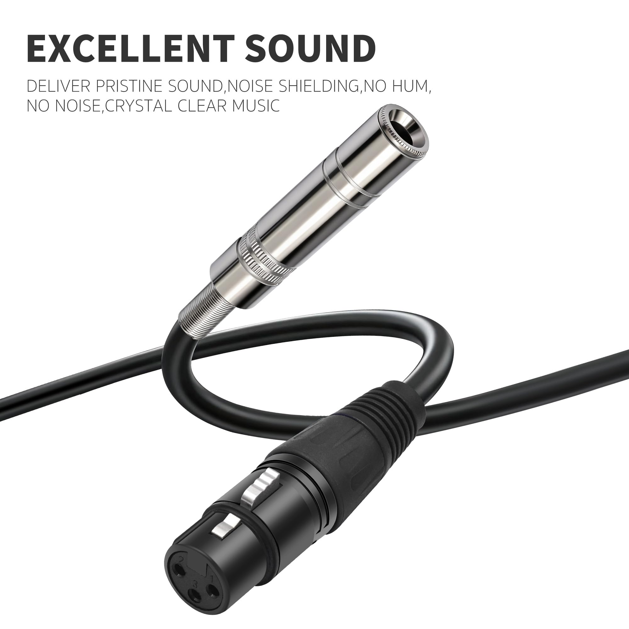 XLR-Buchse auf 6,35-mm-Buchse, Stereo-Audiokabel, 3-polig, XLR auf TRS-Kabel, 30 cm, 2 Stück
