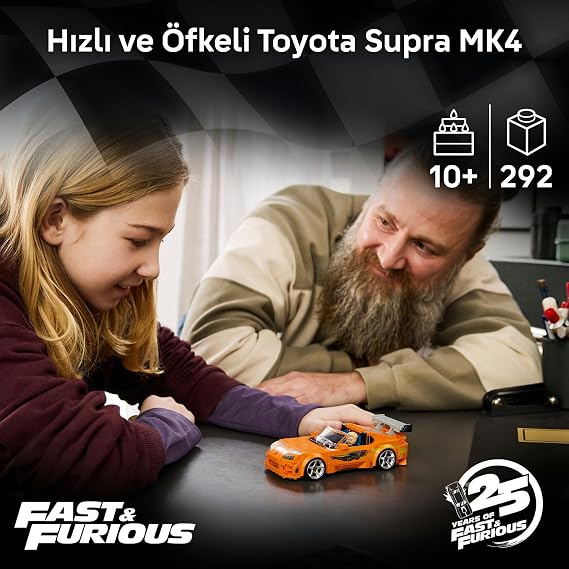 LEGO Speed Champions Hızlı ve Öfkeli Toyota Supra MK4 77260-10 Yaş ve Üzeri Çocuklar için Troy Lee'nin Nuclear Gladiator Grafiği, 4 Özel Jant İçeren Oyuncak Yapım Seti, Hediye Fikri (292 Parça)