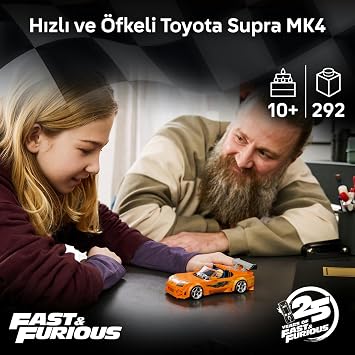 LEGO Speed Champions Hızlı ve Öfkeli Toyota Supra MK4 77260-10 Yaş ve Üzeri Çocuklar için Troy Lee'nin Nuclear Gladiator Grafiği, 4 Özel Jant İçeren Oyuncak Yapım Seti, Hediye Fikri (292 Parça)