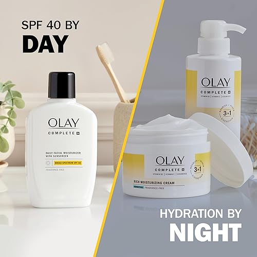 Miniatura 8 de Olay Complete+ Hidratante facial diario con protector solar SPF 40, sin fragancia, 6 onzas líquidas, protector solar de amplio espectro para pieles