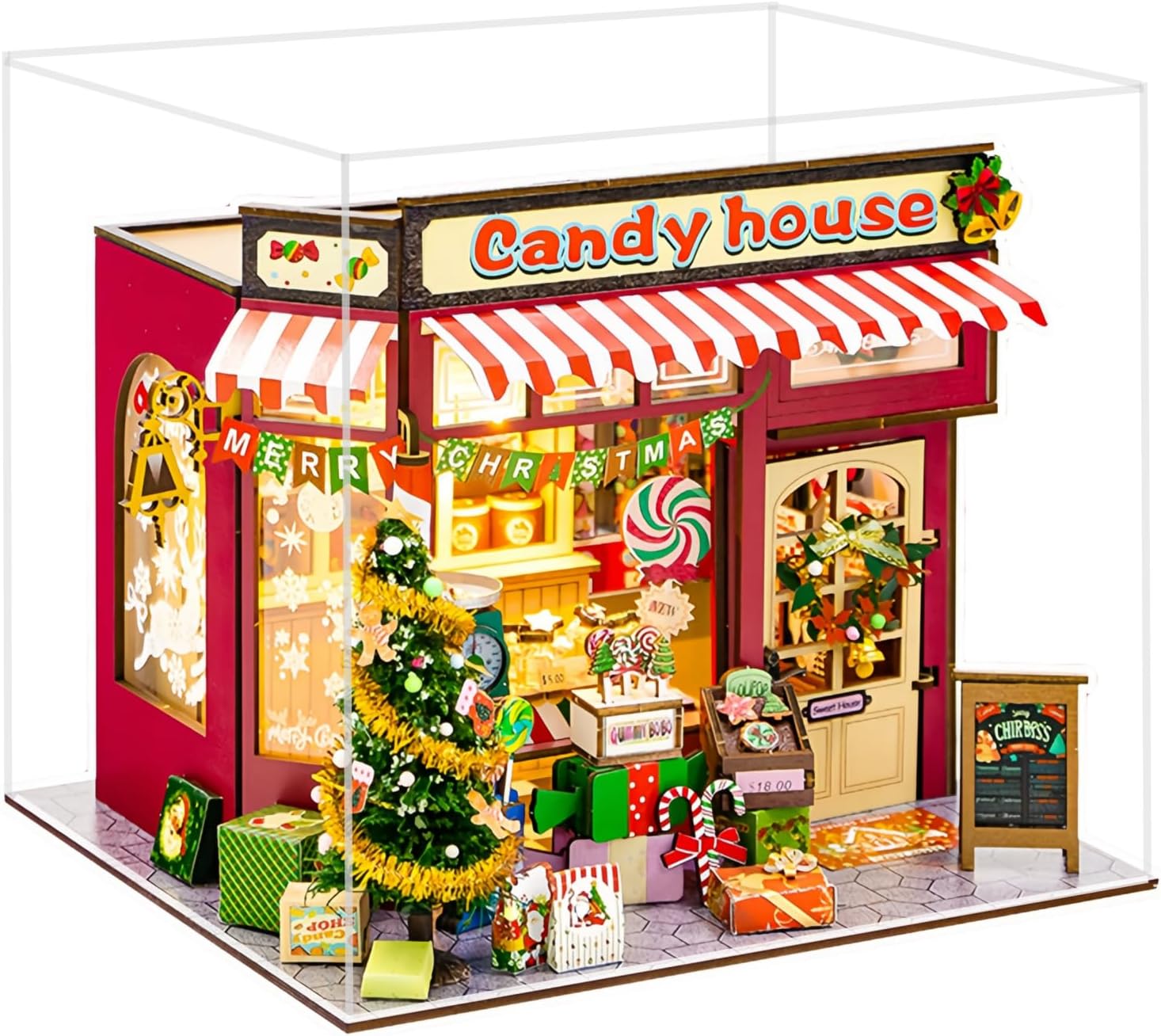 Christmas Themed DIY Miniature House Kit – Candy House & Fireplace Cottage | Handmade Creative Indoor Decor 3D Puzzle for Adults (Cozy Winter Retreat)