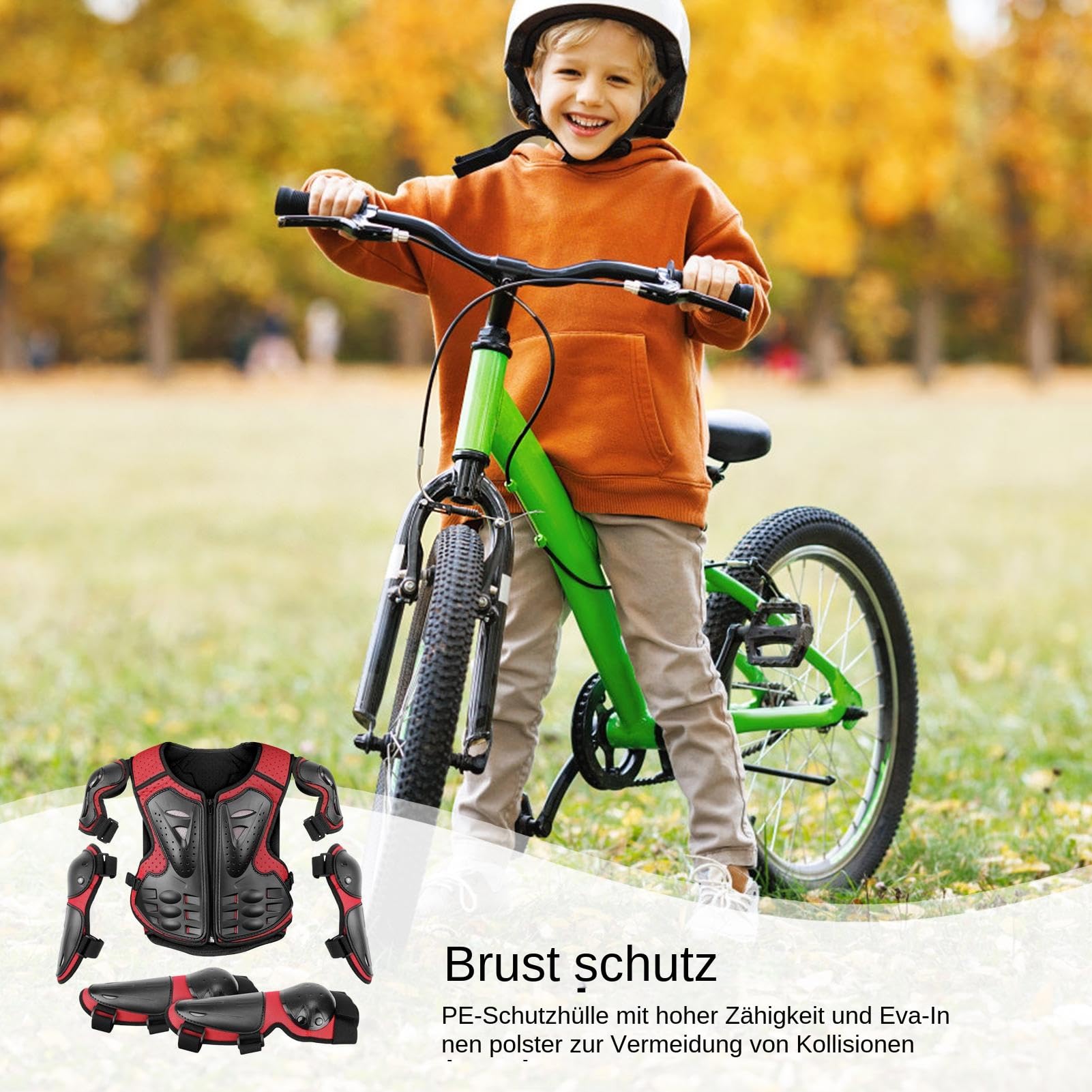 Kinder-Motorradschutz PE Stück Motorrads Schutz Jacke Motorrad-Körperschutz Kinder Motorrads Rüstung Mit Knieschoner Ellbogenschoner Dirt-Cycling-Ausrüstung, Brustschutz, Motocros