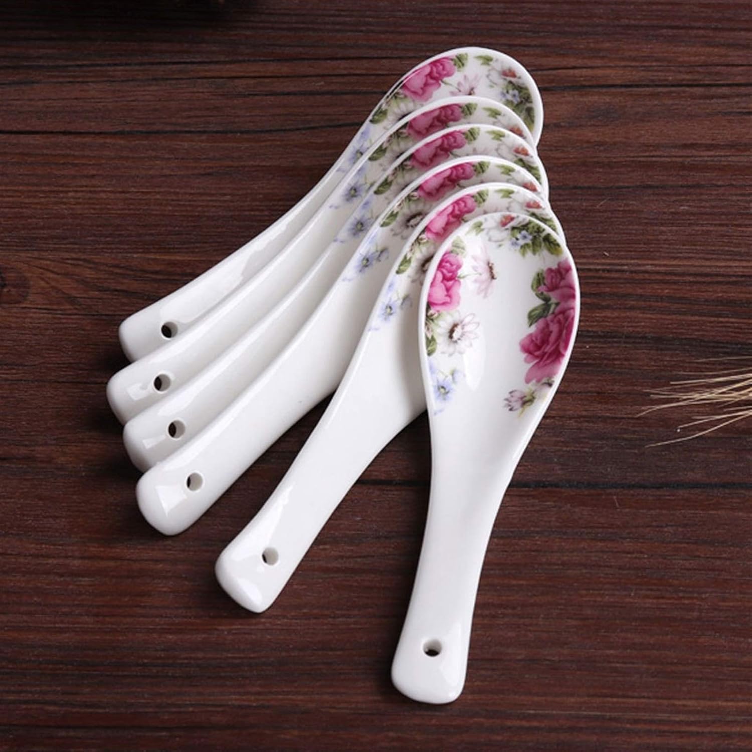 Scoop Jingdezhen Ceramic Spoon Set Rice Spoon Soup Spoon Porcelain Tableware Small Soup Spoon 6 Pieces 5.3 Inches Long Soup Spoon