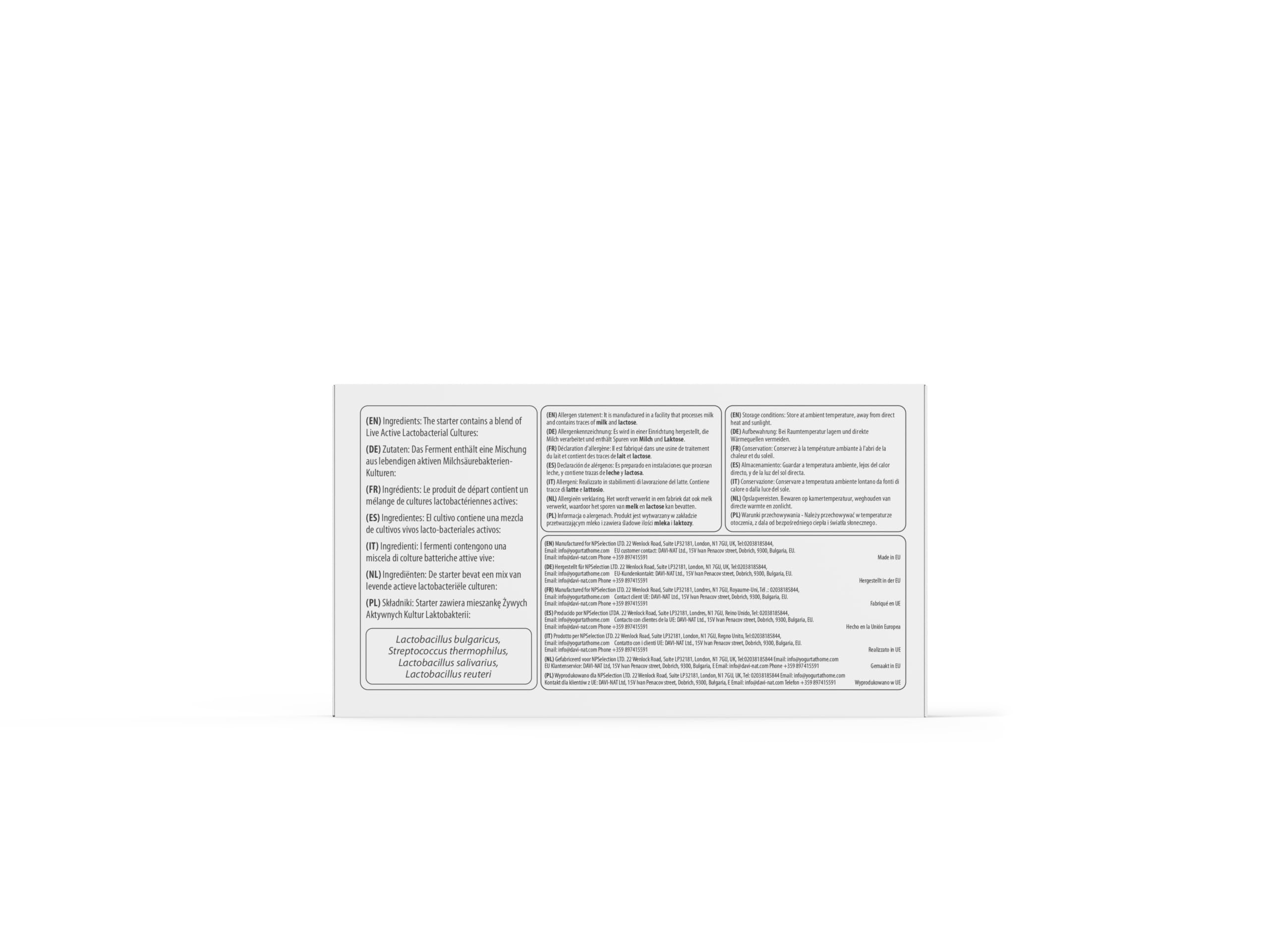 Ferments de yaourt pour yaourt maison avec L.Salivarius et L.Reuteri - Pack de 12 sachets