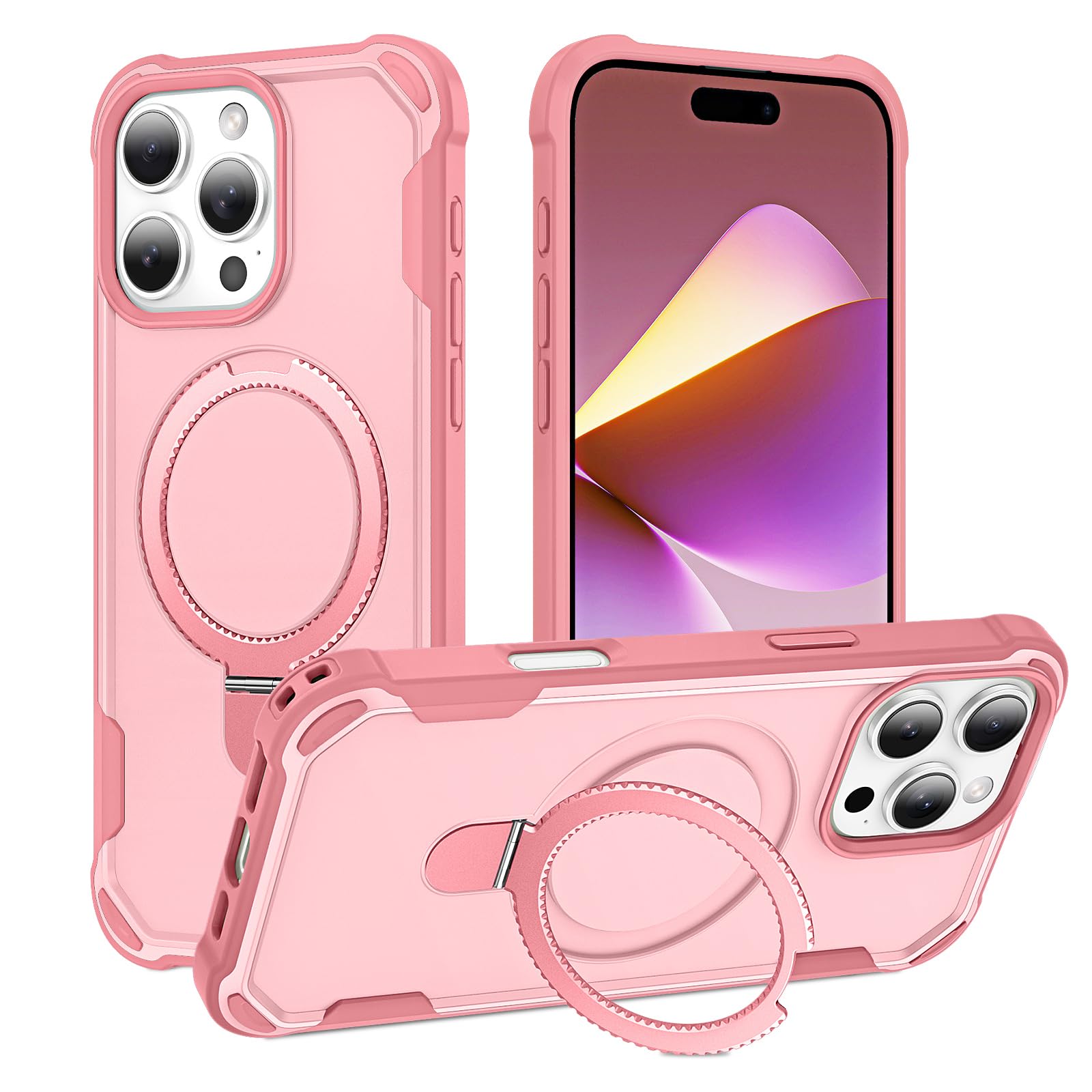 HIGLYCASE Compatible with iPhone 16 Pro Case with Invisible Magnetic Ring Stand [Compatible with Magnetic] [Military Drop Protection] Shockproof Slim