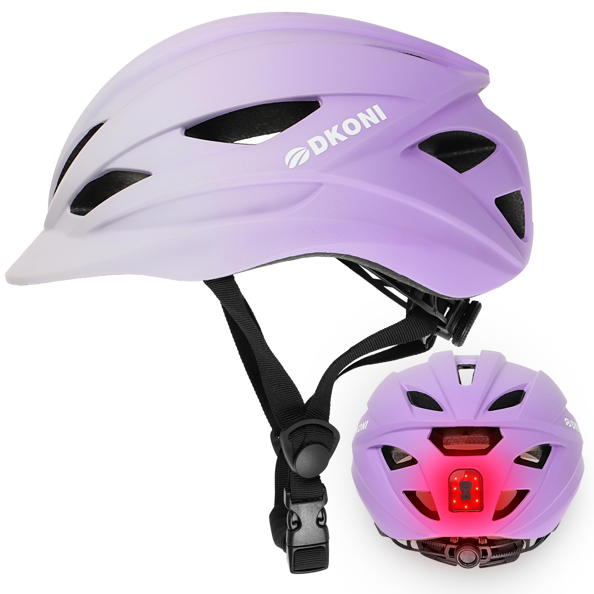 DKONI Casco de bicicleta urbano para adultos: casco de bicicleta para hombres y mujeres con carga USB, cascos de luz trasera desmontable para ciclismo y scooters