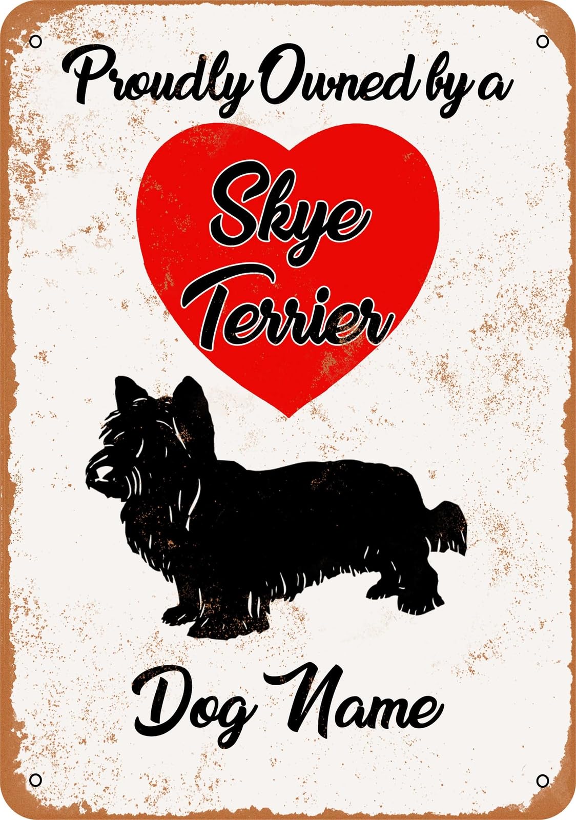 Miaomansenstore Metal Sign - Custom Dog Name - Skye Terrier - Vintage Look Home Decor