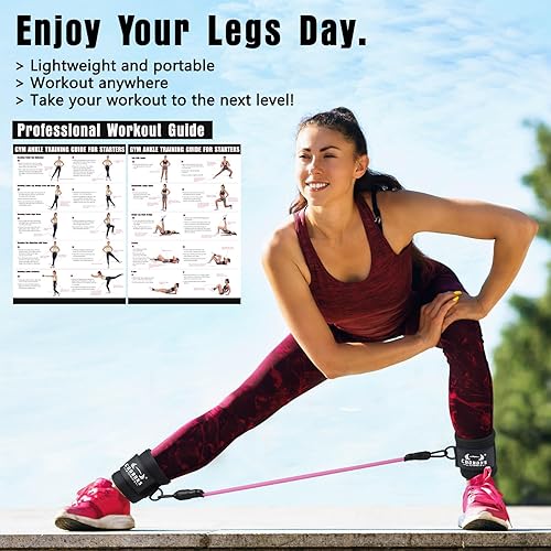 Miniatura 4 de Bandas de resistencia al tobillo con puños, bandas de tobillo para entrenamiento, bandas de ejercicio de piernas y glúteos para mujeres y hombres,