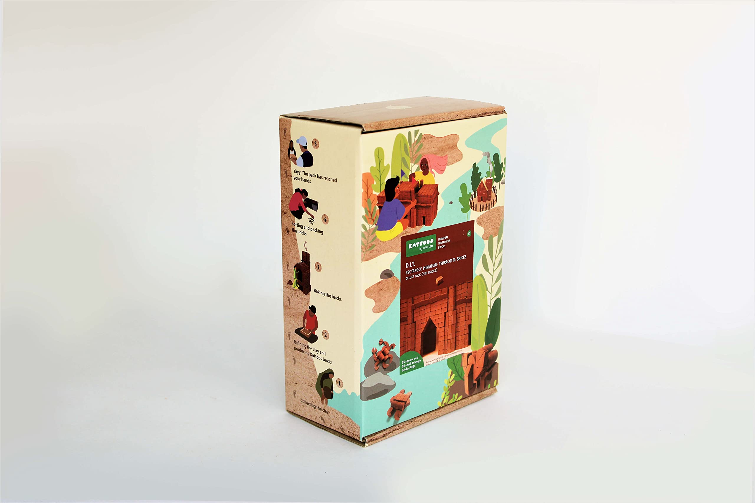 Kattoos Rectangle Miniature Terracotta - Reddish Brown Bricks, 390 nos. (330 Rectangle + 60 Other Shapes) Educational Building Toys for Kids, Birthday Gifts, Dioramas, Model Making - Image 4 thumbnail