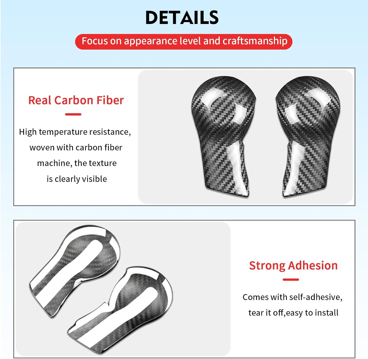 Compatible wth Carbon Fiber Gear Shift Knob Cover Automotive Shift Lever Modified Decoration for Chevrolet Camaro 2010 2011 2012 2013 2014 2015 (Black)