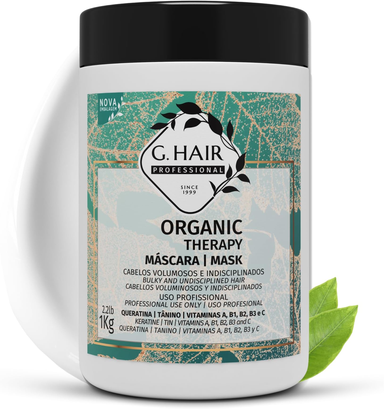 G.Hair Organic Therapy Mask 1KG | Brazilian Keratin Treatment | Progressive Brush Hair Straightening | Smoothing System | Volume Reducer | 100% Straight | Frizzy Free