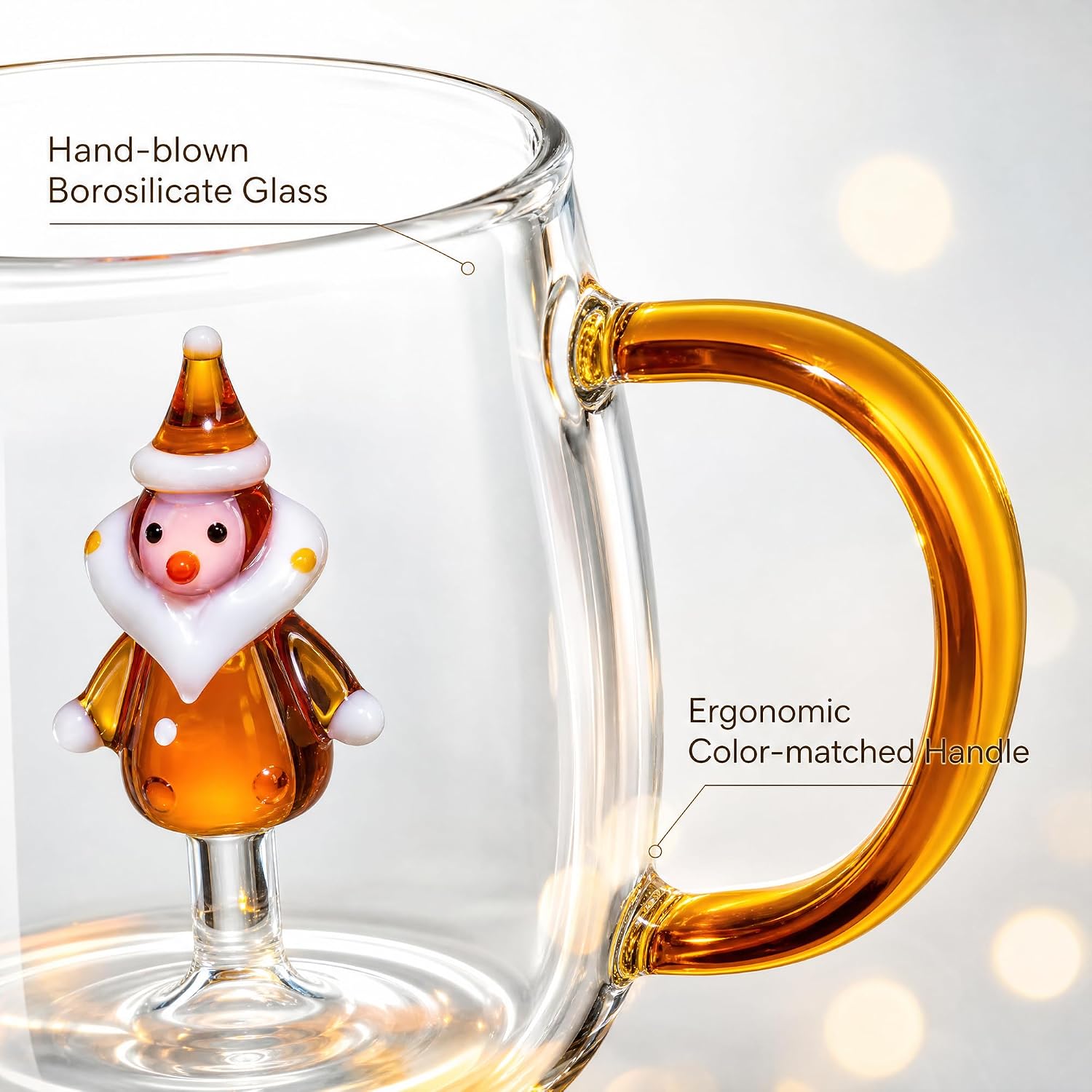 Set of 4 Christmas Wine Glasses 3D 13.5oz XMAS Drinking Glass Cup W/Handle image 5