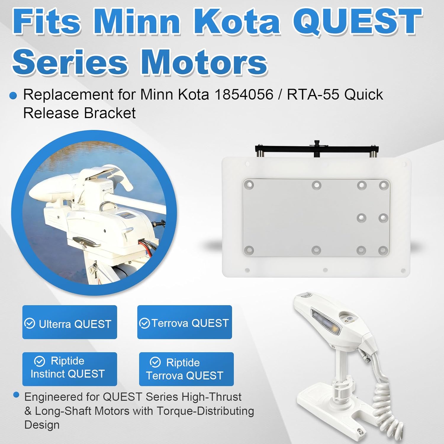 1854055 RTA-55 Quick Release Bracket - Compatible with Minn Kota Terrova, Riptide Terrova, Ulterra & Riptide Instinct Quest Trolling Motors, Quick Installation and Removal