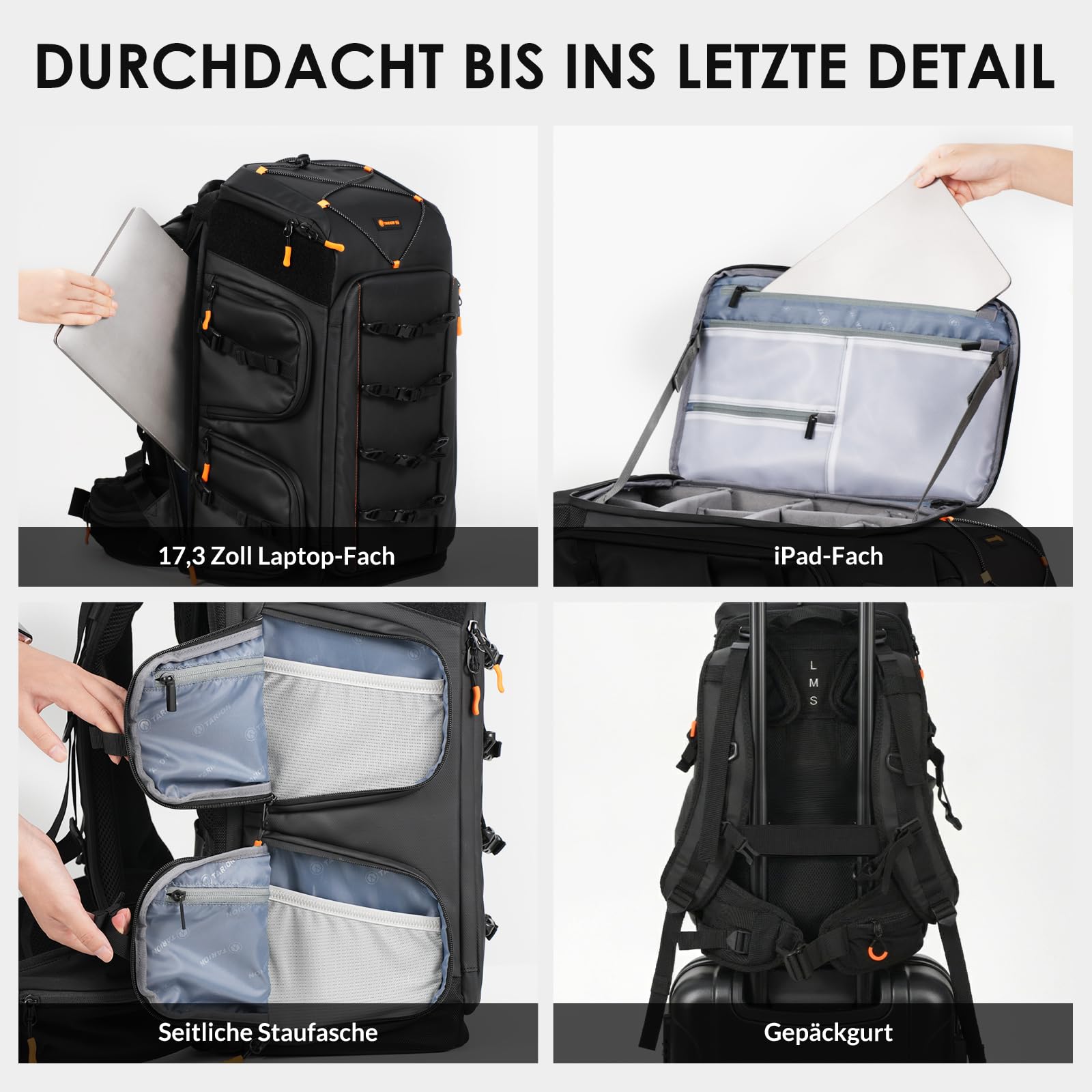 TARION Flightpro FPV Drohnen Rucksack Kamerarucksack Rucksacktasche | Professionelle Rucksack für FPV Racing Quadcopter Brille DJI-Fernbedienung Zubehör Schwarz
