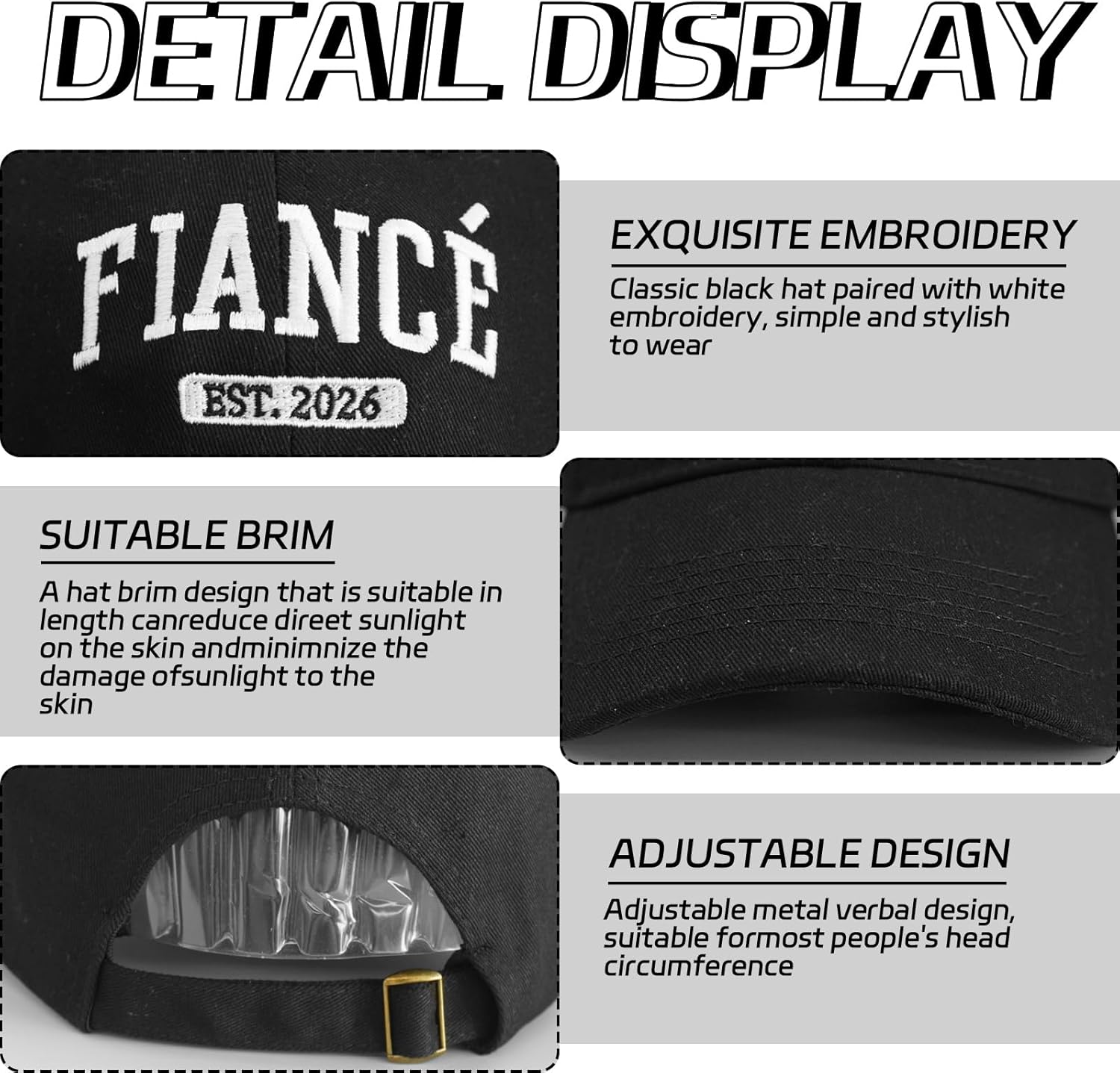 Embroidered Baseball Cap Women Men Engagement Anniversary Honeymoon Wedding Gifts Newlyweds Couples Adjustable Hats