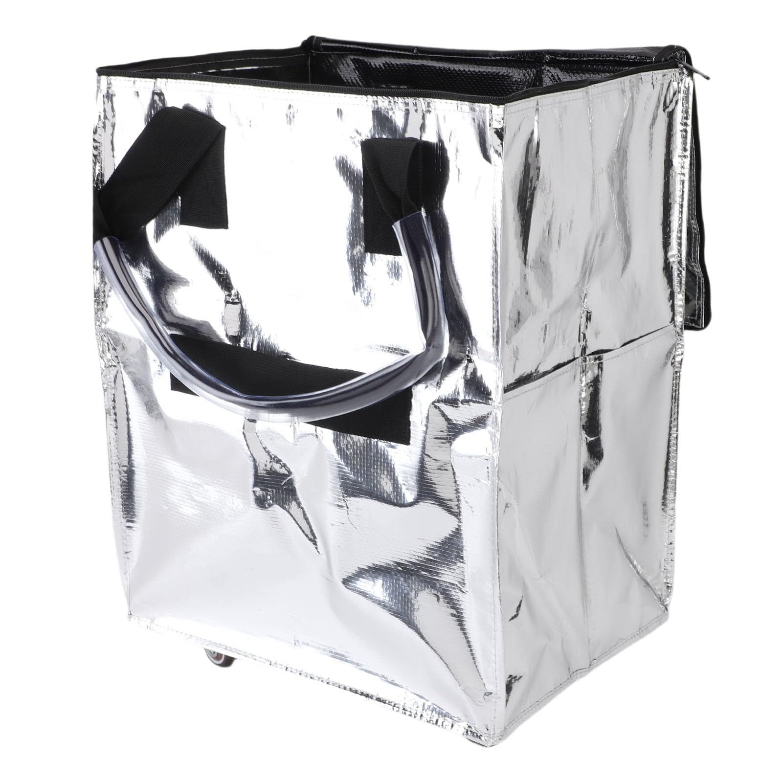 Lebensmittelbeutel auf Rädern, Großkapazität Multifunktional Tragbarer Zusammenklappbarer Einkaufsbeutel mit Rädern, Wasserdichtes Design, für Bequeme Einkäufe (Silber)