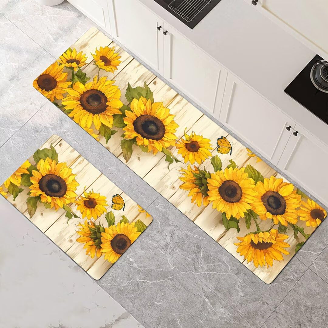 Alfombras de cocina lavables y superabsorbentes Sunflower para un hogar limpio