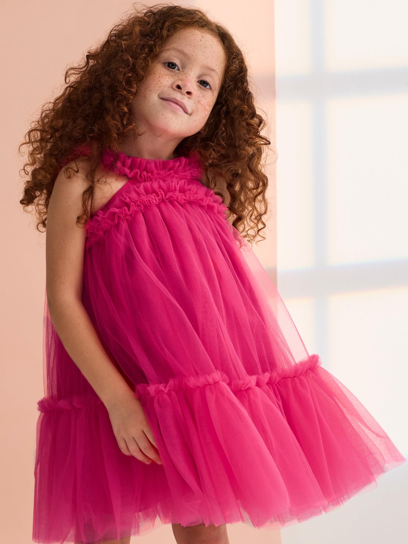 ABEL & Lula Vestido Tul Volantes para niña Fucsia