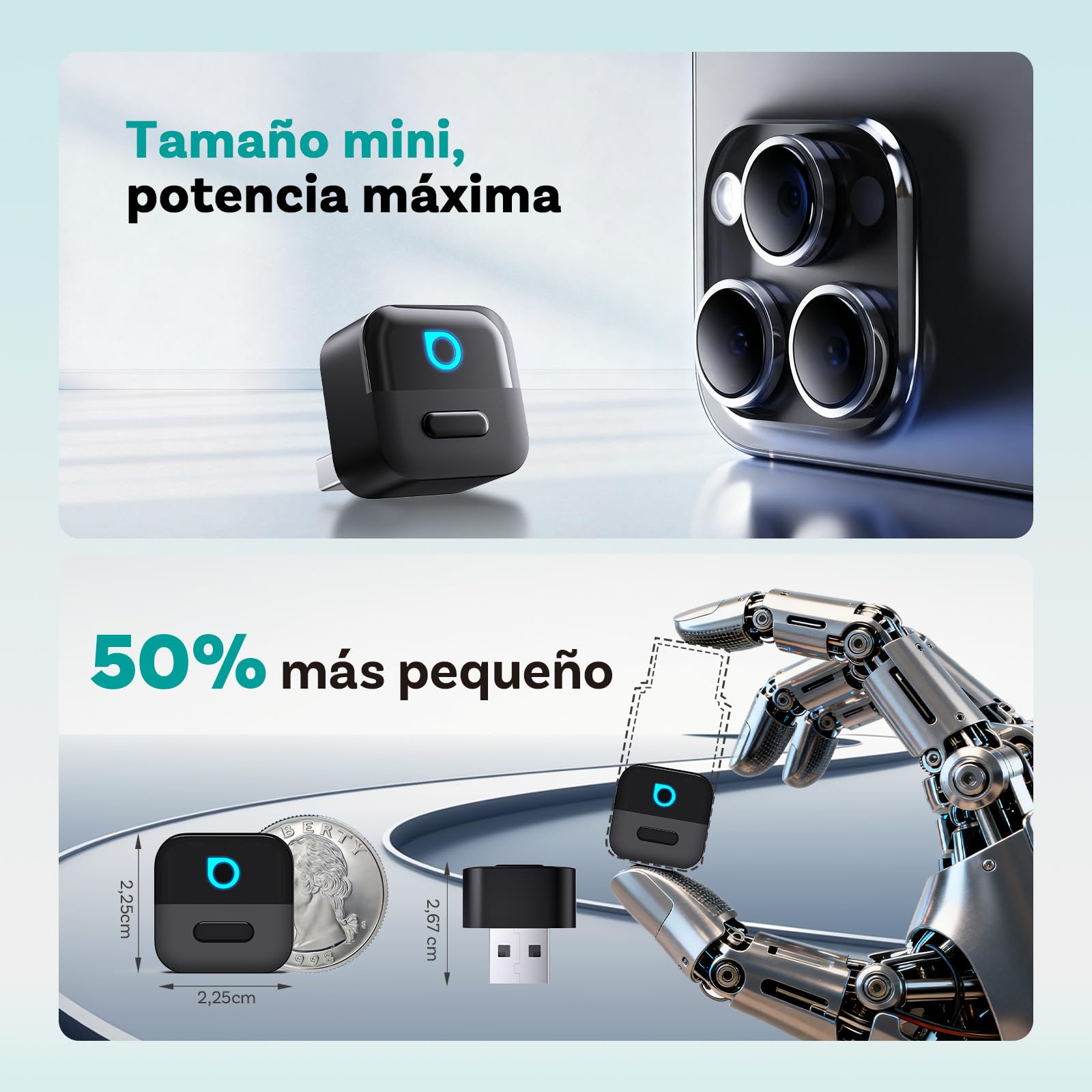 (2026 Nuevo) OTTOCAST 2 en 1 Adaptador Inalámbrico CarPlay y Android Auto, Ottocast Mini Pico con Desconexión con un Solo Toque, BT 5.4, Plug & Play para Coches con CarPlay/Android Auto de Fábrica