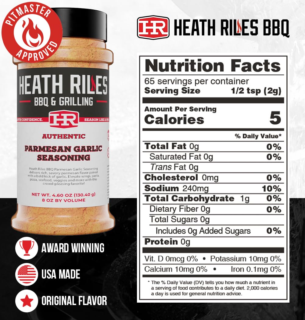 Heath Riles BBQ Rub - Parmesan Garlic Seasoning, Champion Pitmaster Recipe, Legendary Rubs For Smoking & Grilling, 80+ BBQ Championships, 8 oz. - Image 2
