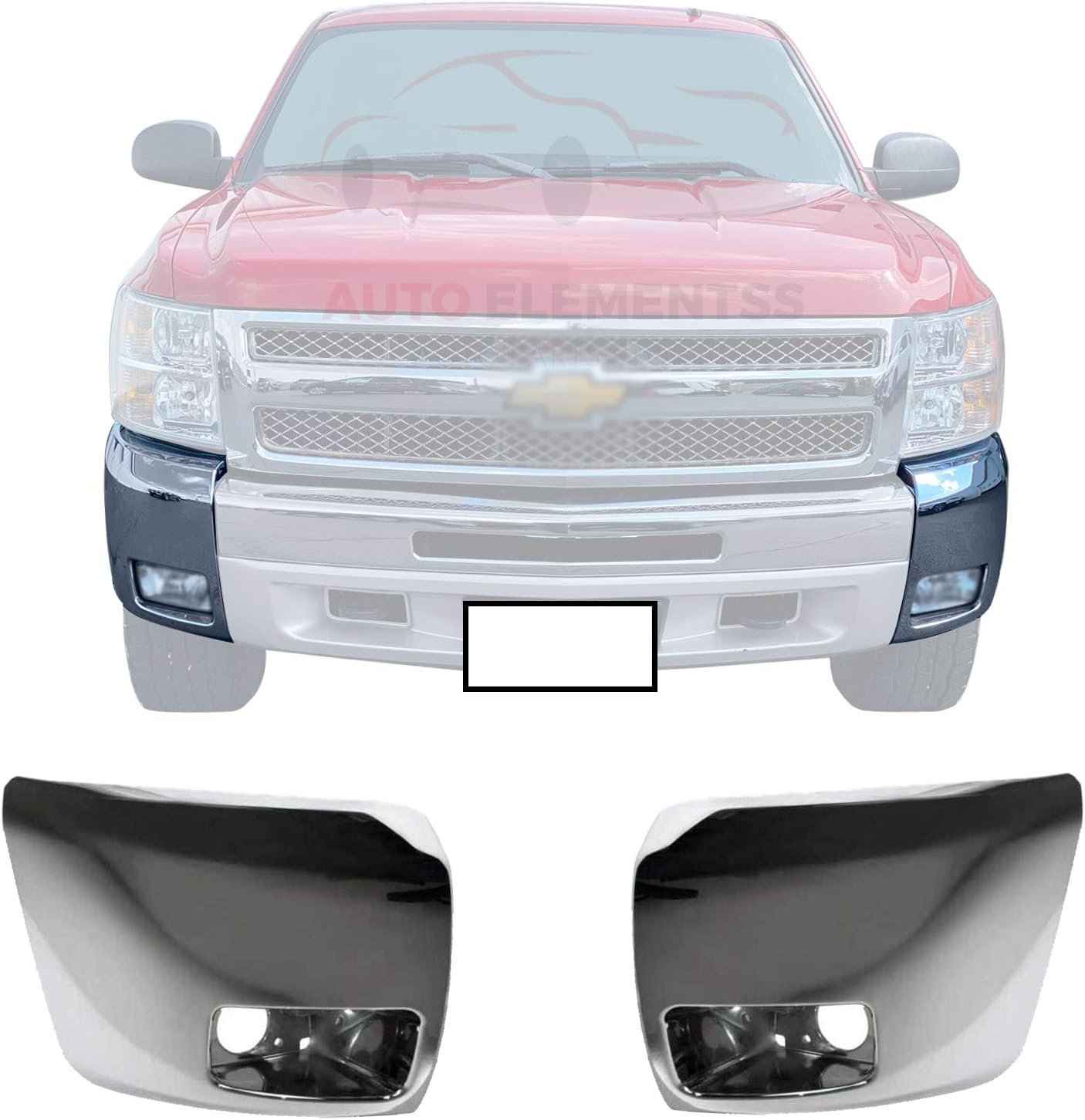 New Front Bumper End Caps Chrome Plastic With Fog Light