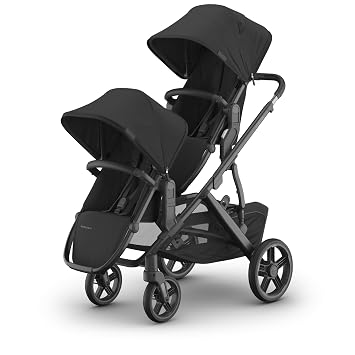 UPPAbaby Vista V3 Stroller + RumbleSeat V3 - Convertible Single-to-Double Stroller System - Toddler Seat, RumbleSeat Accessory, Adapters Included - Jake Charcoal/Carbon Frame/Black Leather