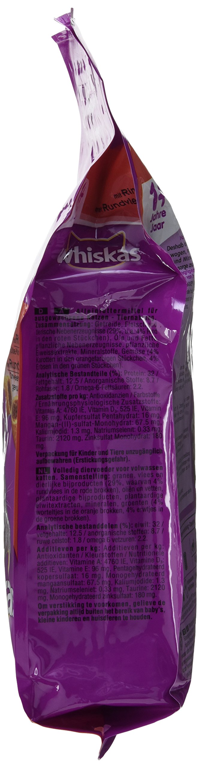 Whiskas 1 cibo per gatti, manzo, confezione da 2 (2 x 1,9 kg)
