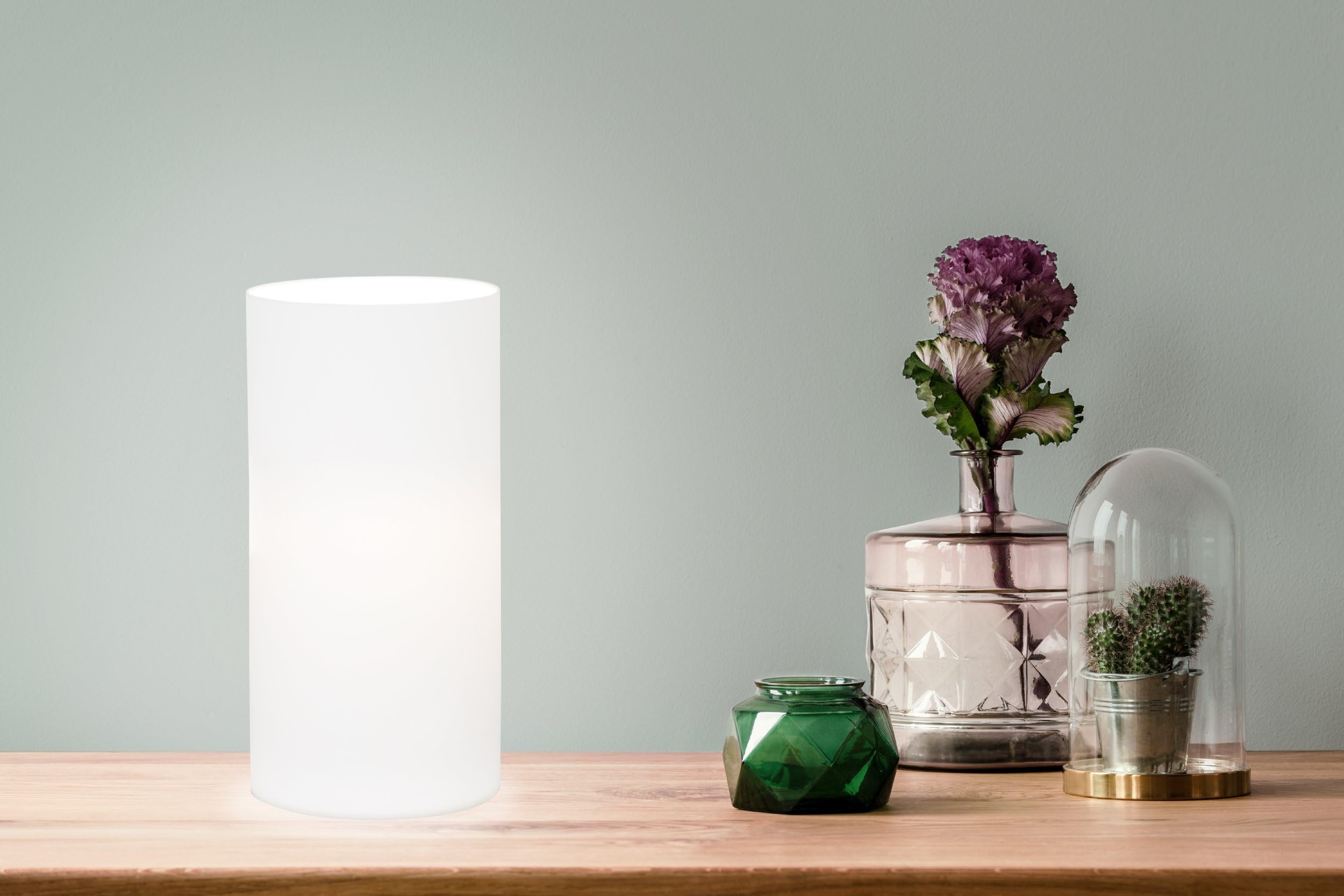EGLO Lampe de chevet Geo, lampe de table minimaliste en verre opale mat