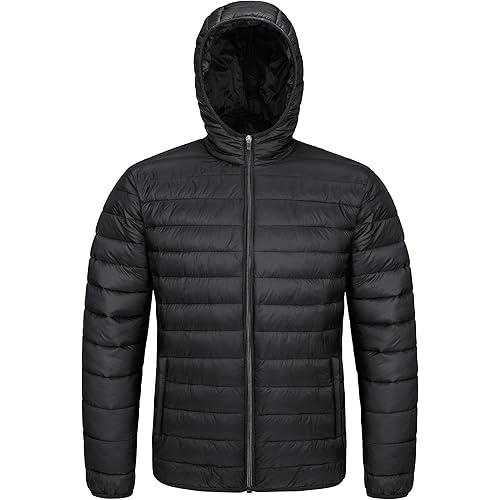 MAGCOMSEN Men's Lightweight Puffer Jacket Hooded Full Zip Water-Resistant Quilted Lined Winter Coats