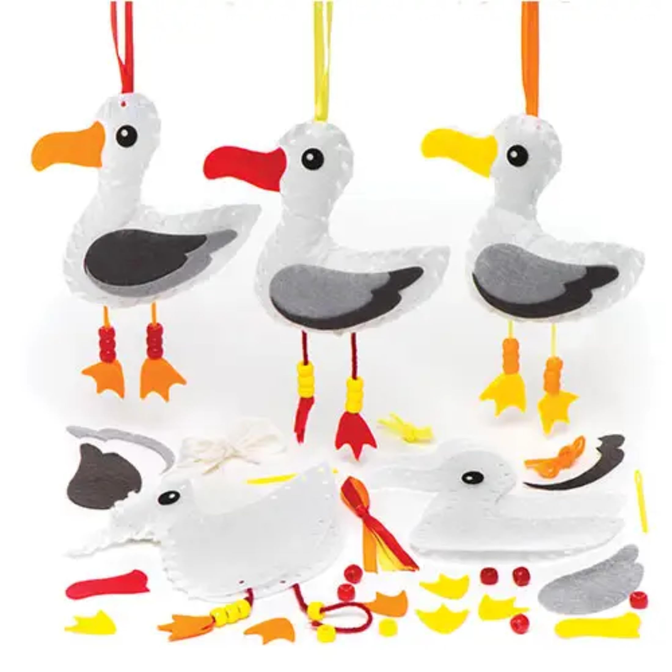 Baker Ross AR501 Seagull Sewing Kits (Pack of 3) for Kids To Make