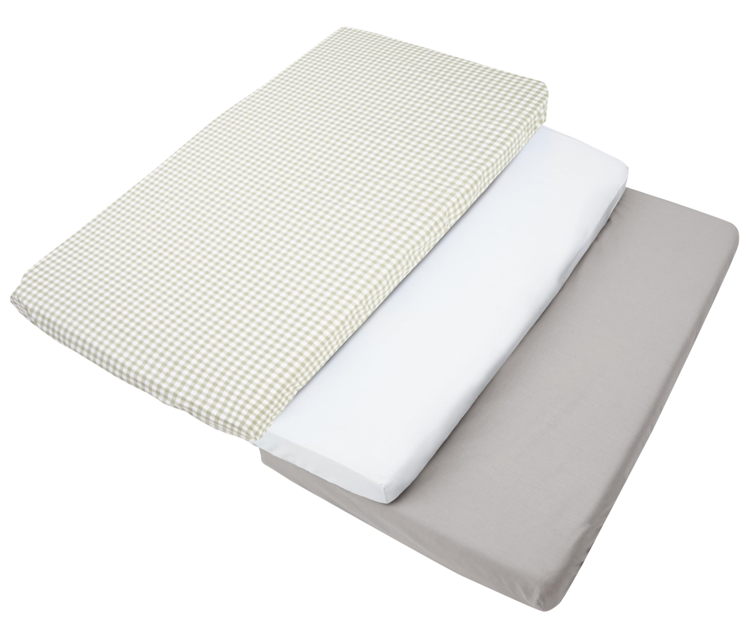 Medi Partners Lenzuola Lettino Set 3 Neonato 60x120-100% Cotone Lenzuolo con Angoli Culla Coprimaterasso fitted Materassino Sheet Letto Bambino Lenzuolino (Griglia - Bianco - Grigio)